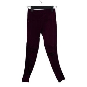 Fabletics Seamless High Waisted Leggings Burgundy Plum Mesh Detail XS